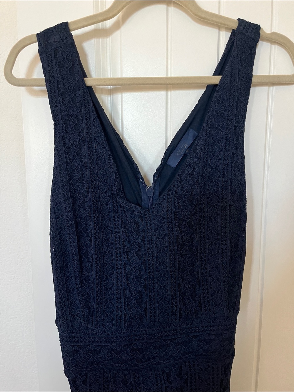 RACHEL Rachel Roy Navy Blue Sleeveless V-Neck Lace Midi Dress